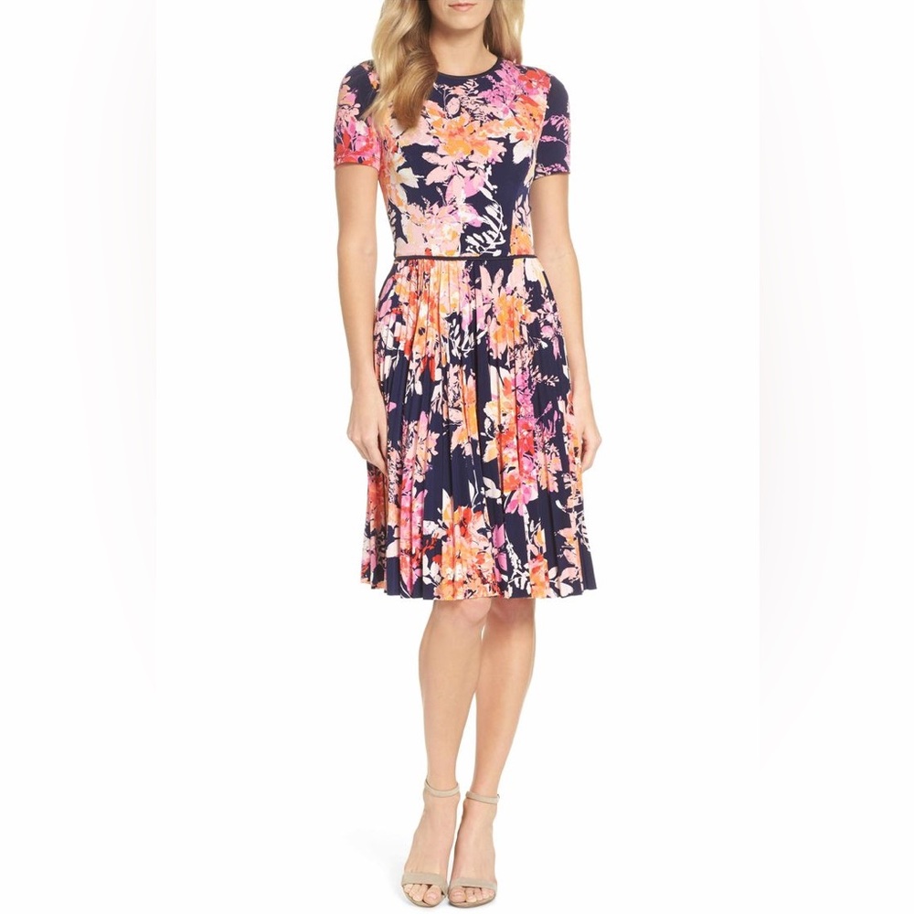 Maggy London Pleat Fit and Flare Dress
